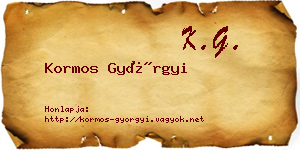 Kormos Györgyi névjegykártya