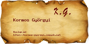 Kormos Györgyi névjegykártya